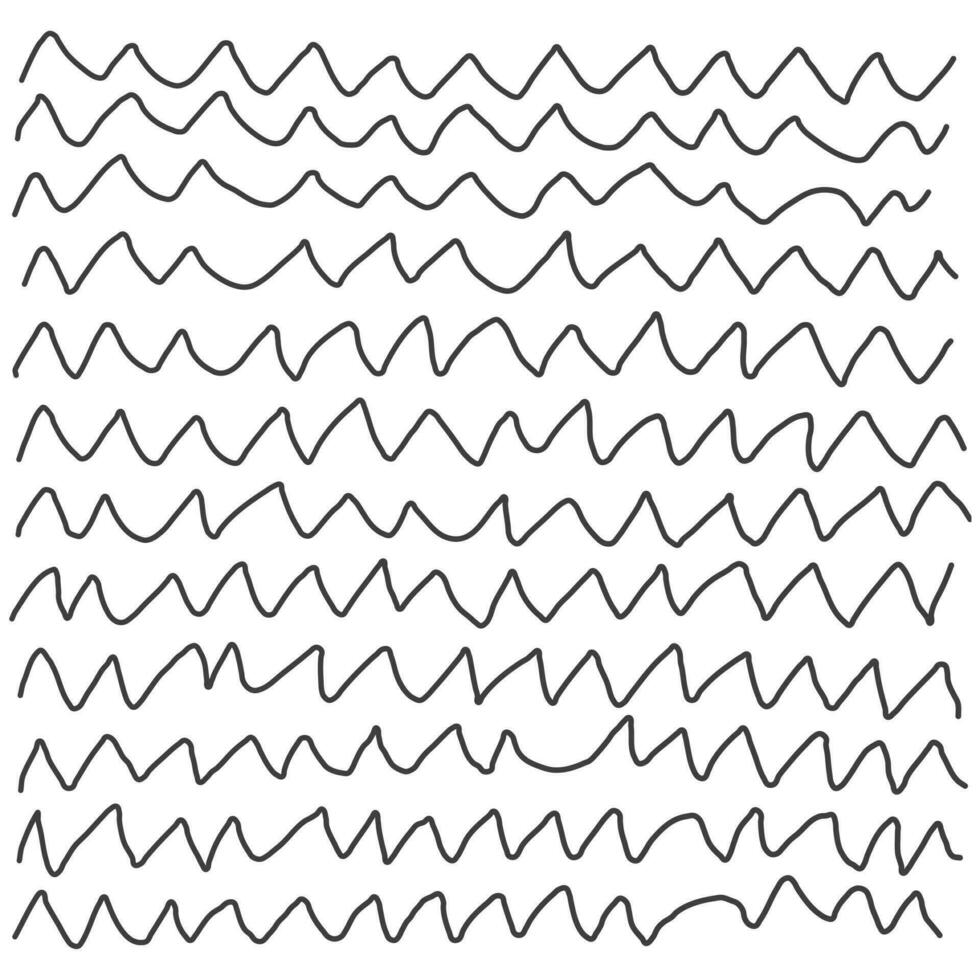 astratto mano disegnato zigzag Linee su un' bianca sfondo nel scarabocchi stile. monocromatico a strisce sfondo. vettore