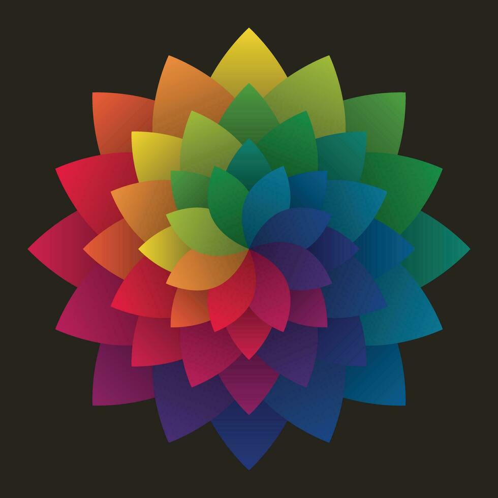 colorato fiore modelli. arcobaleno mandala forma. pendenza colore teoria. design elementi per pubblicazioni, copertine, carte, manifesti, volantini, opuscoli, striscioni, muri. vettore illustrazioni.