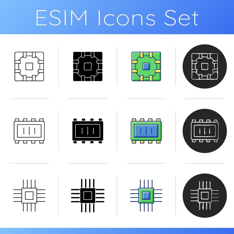set di icone di microcircuiti vettore