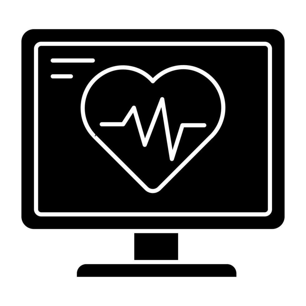 un'icona di design unica del monitor ecg vettore