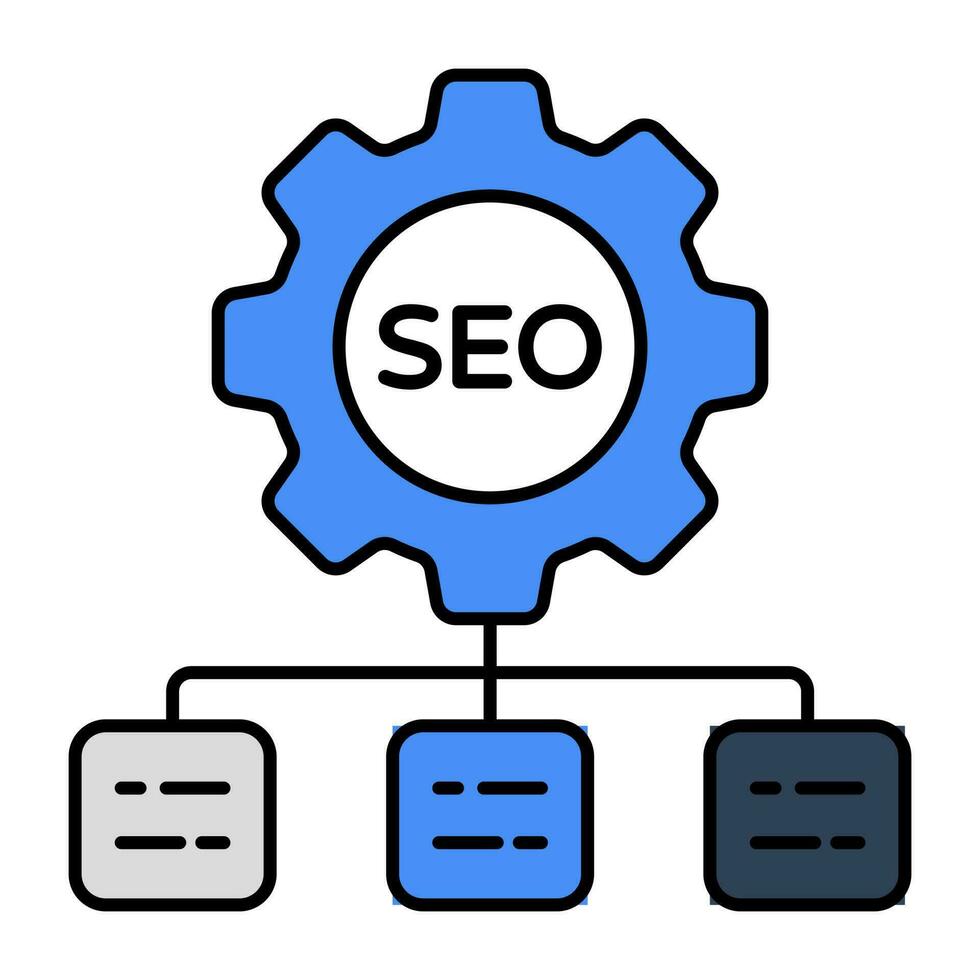 concettuale piatto schema design icona di SEO ambientazione vettore