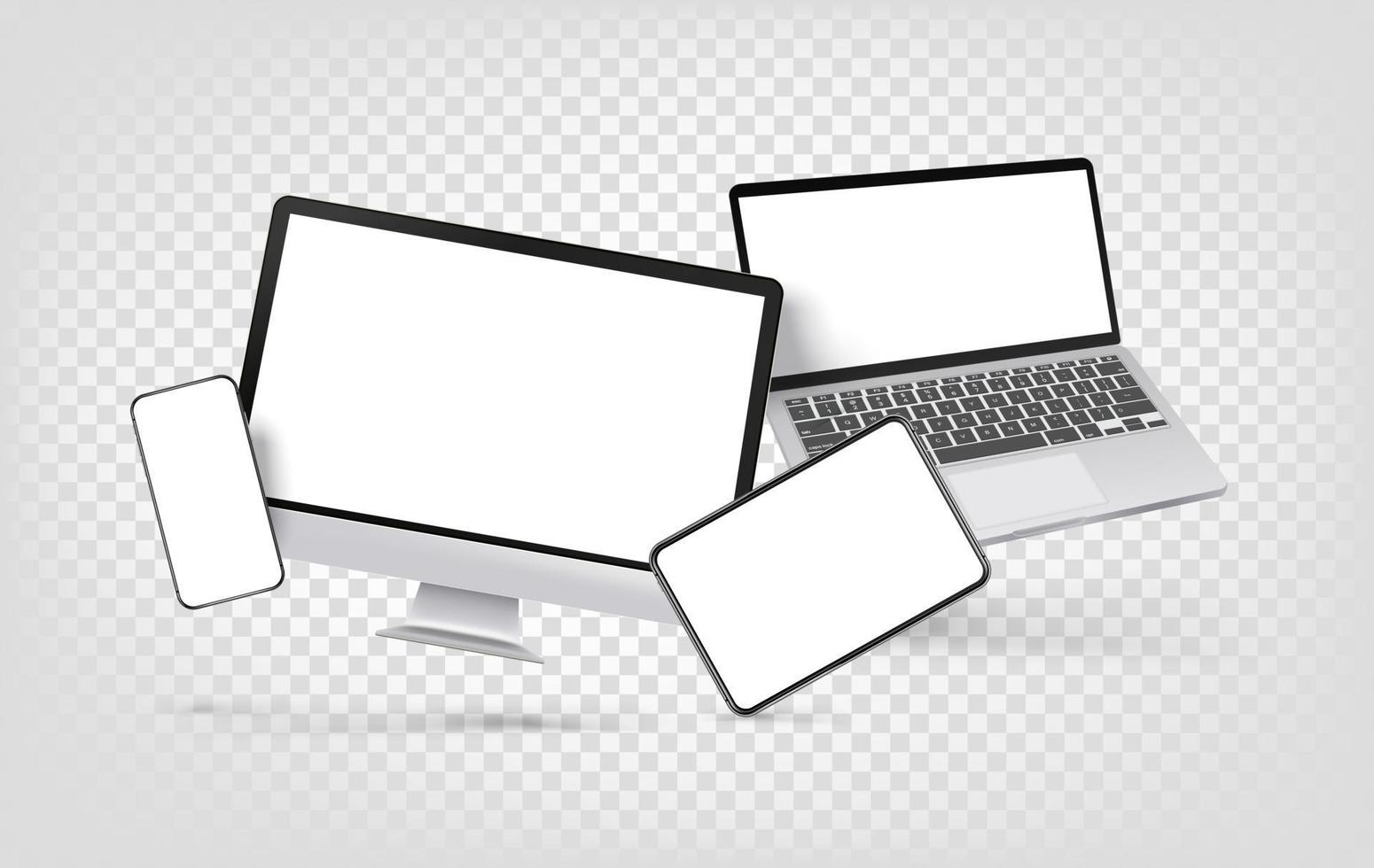 moderno personal computer desktop e altri gadget vettore
