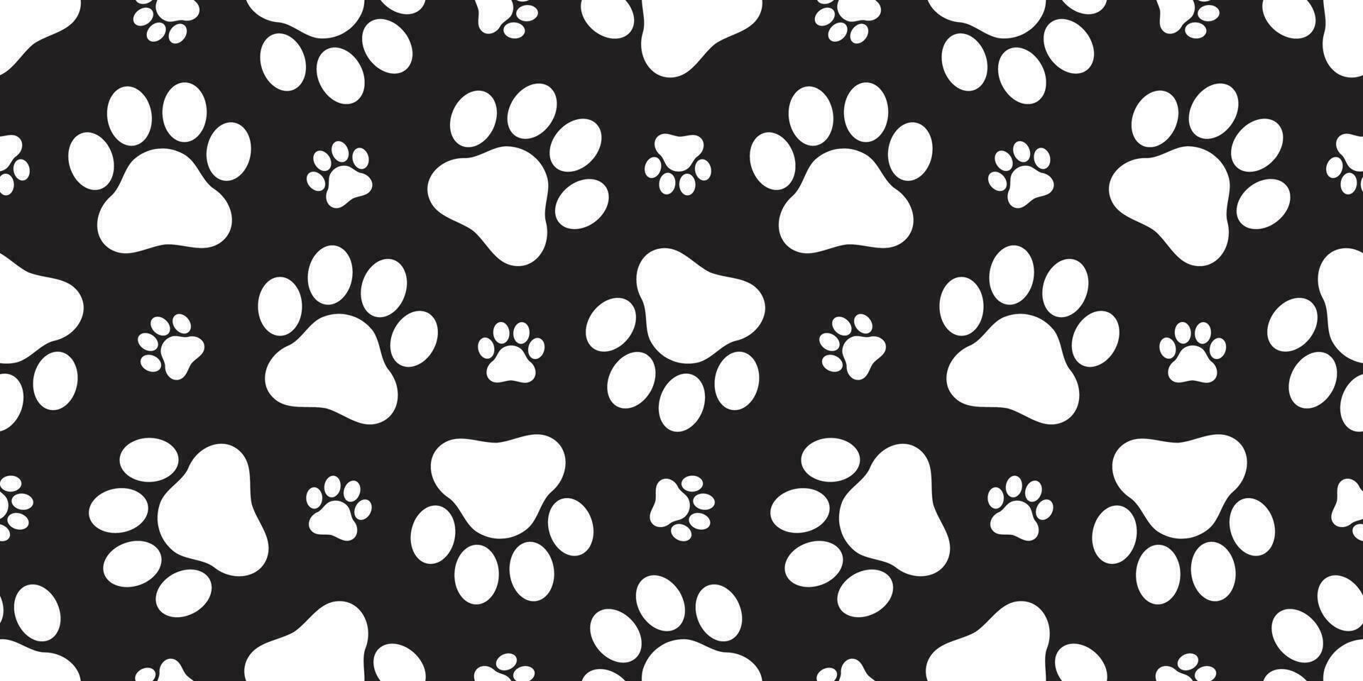 cane zampa senza soluzione di continuità modello vettore orma gattino cucciolo piastrella sfondo ripetere sfondo cartone animato isolato illustrazione nero
