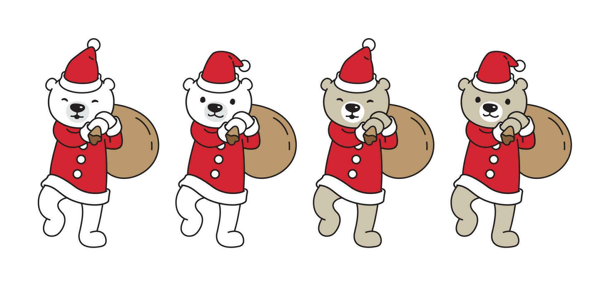 orso vettore Natale polare orso Santa Claus regalo cartone animato personaggio icona illustrazione logo