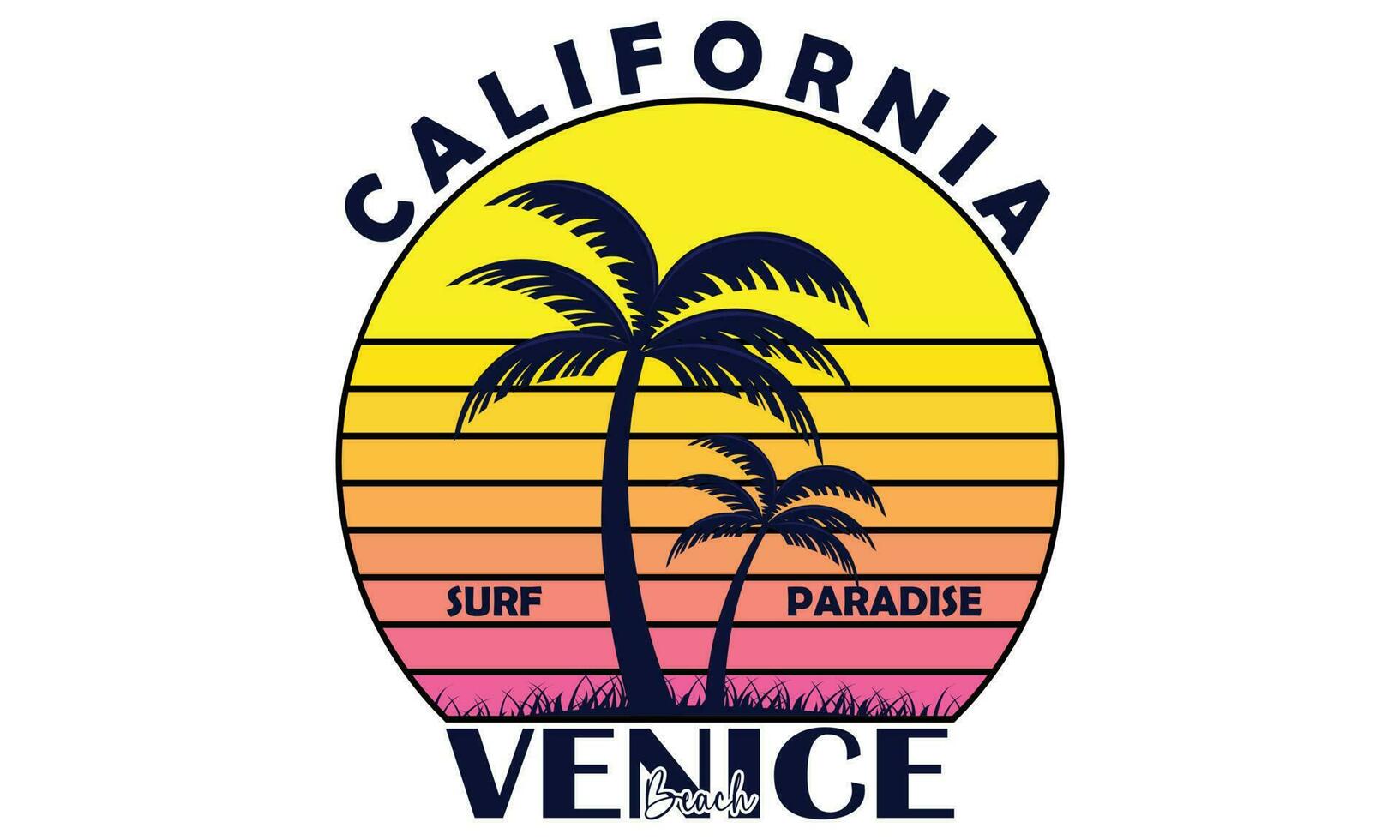 California Surf Paradiso Venezia spiaggia maglietta design vettore illustrazione, Venezia spiaggia. grunge sfondo. tipografia, maglietta grafica, Stampa, manifesto, striscione, volantino, cartolina