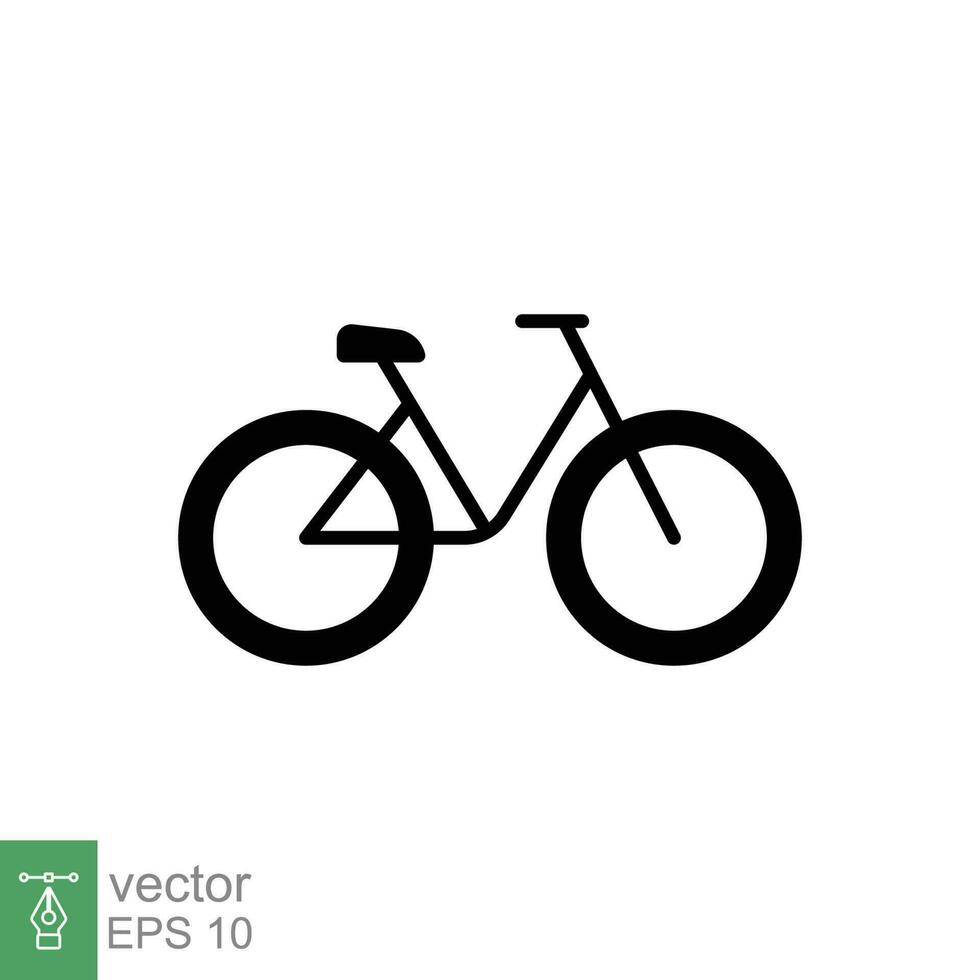 bicicletta icona. semplice solido stile. ciclo, gara, ruota, giro, avventura, ciclista, sport concetto. nero silhouette, glifo simbolo. vettore illustrazione isolato su bianca sfondo. eps 10.