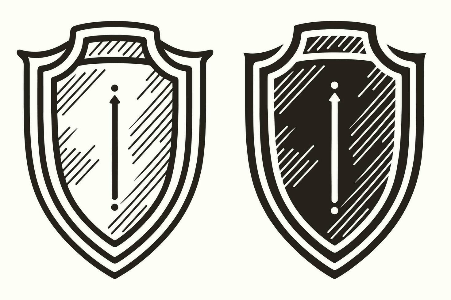 scudo vettore, scudo schema stile linea arte, medievale scudo, reale scudo, araldico scudo, araldico ornamentale scudi collezione vettore