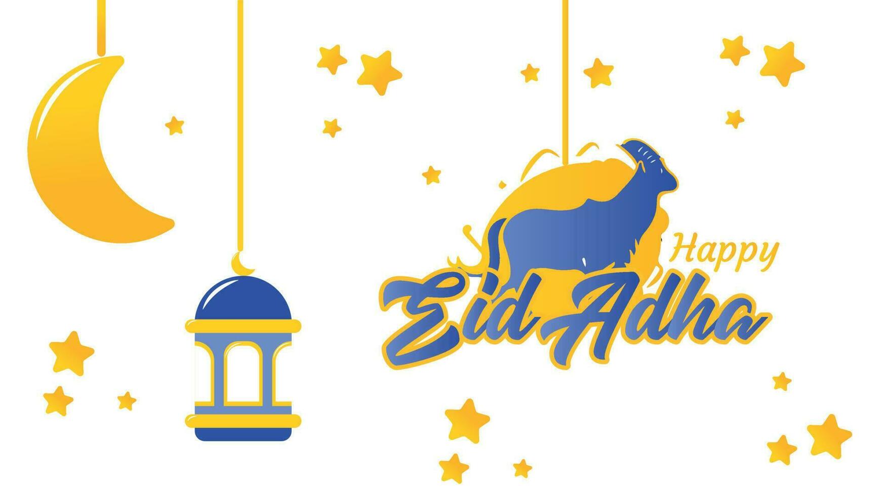 islamico blu e giallo sfondo eid adha vettore