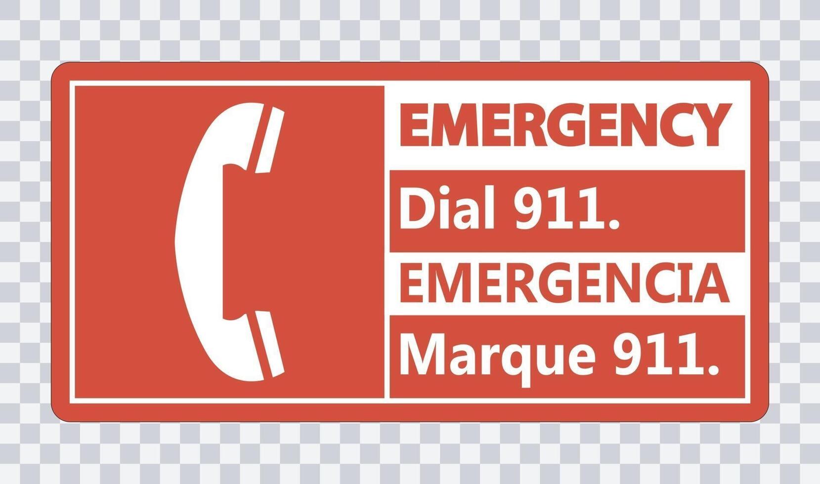 bilingue chiamata di emergenza 911 segno su sfondo trasparente vettore