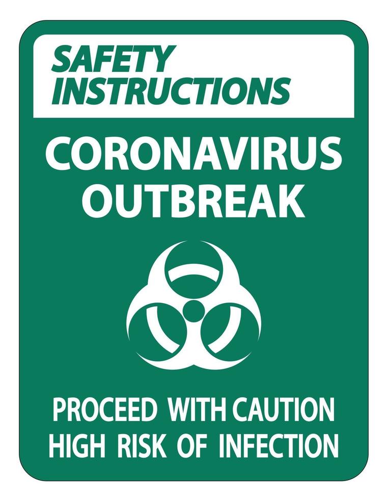 istruzioni di sicurezza segno focolaio di coronavirus vettore