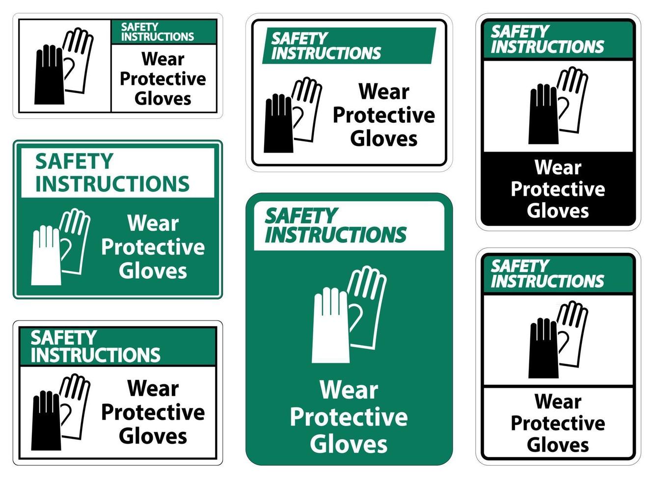 istruzioni di sicurezza indossare guanti protettivi segno vettore