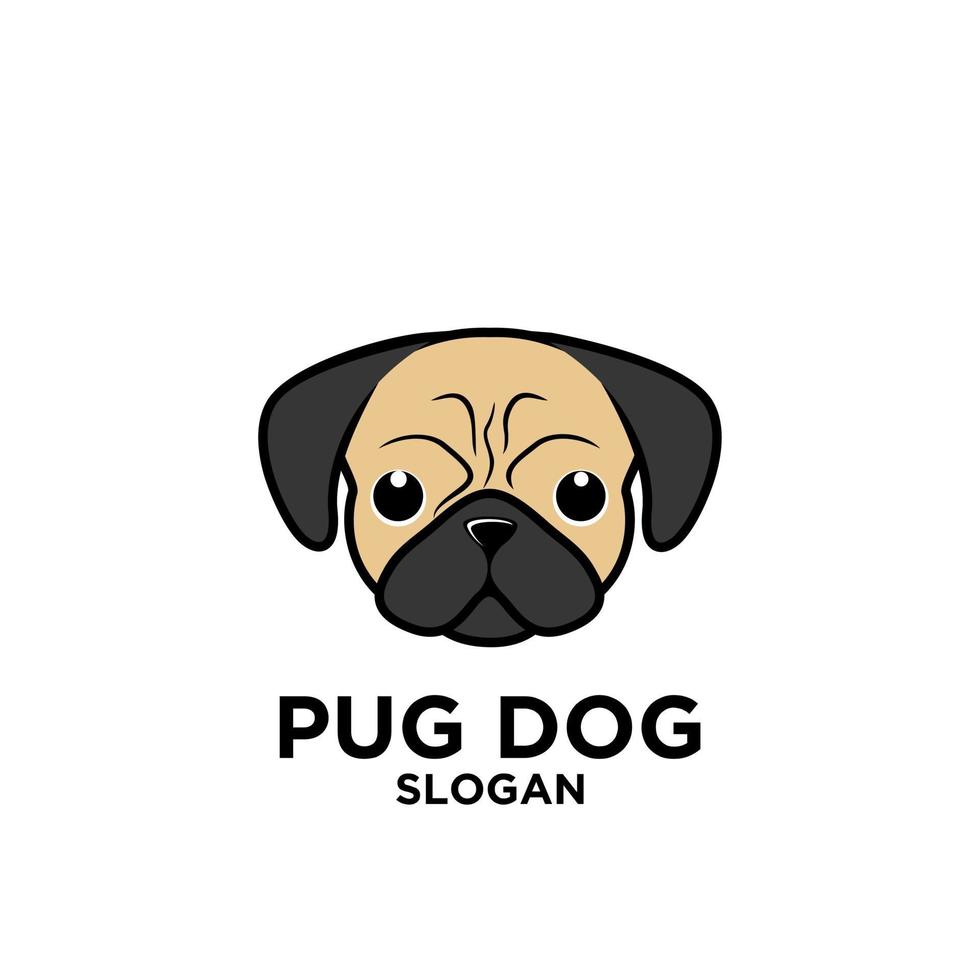 illustrazione dell & # 39; icona del logo del cane della testa del carlino carino vettore