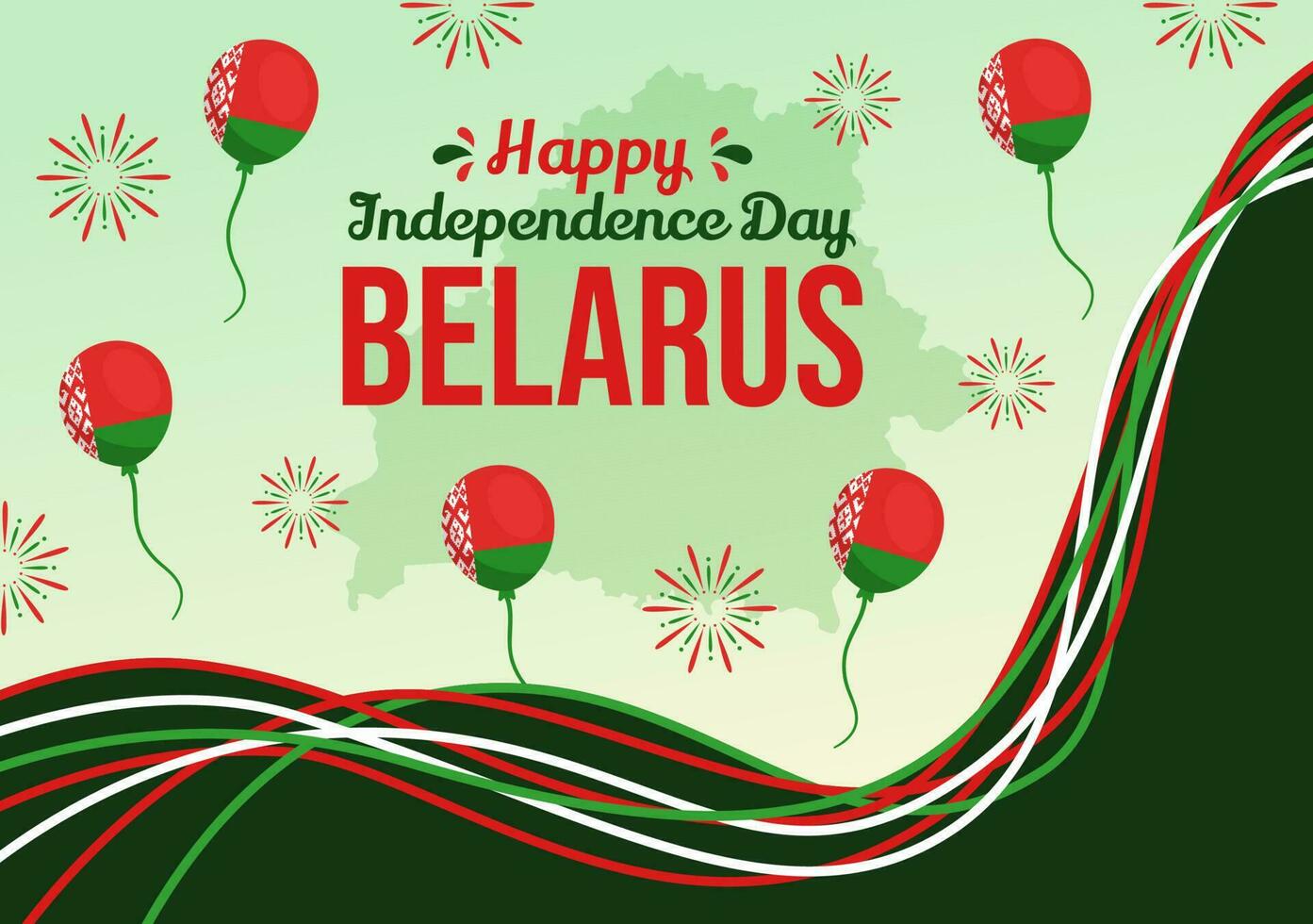 bielorussia indipendenza giorno vettore illustrazione su 3 luglio con agitando bandiera nel nazionale vacanza piatto cartone animato mano disegnato atterraggio pagina sfondo modelli