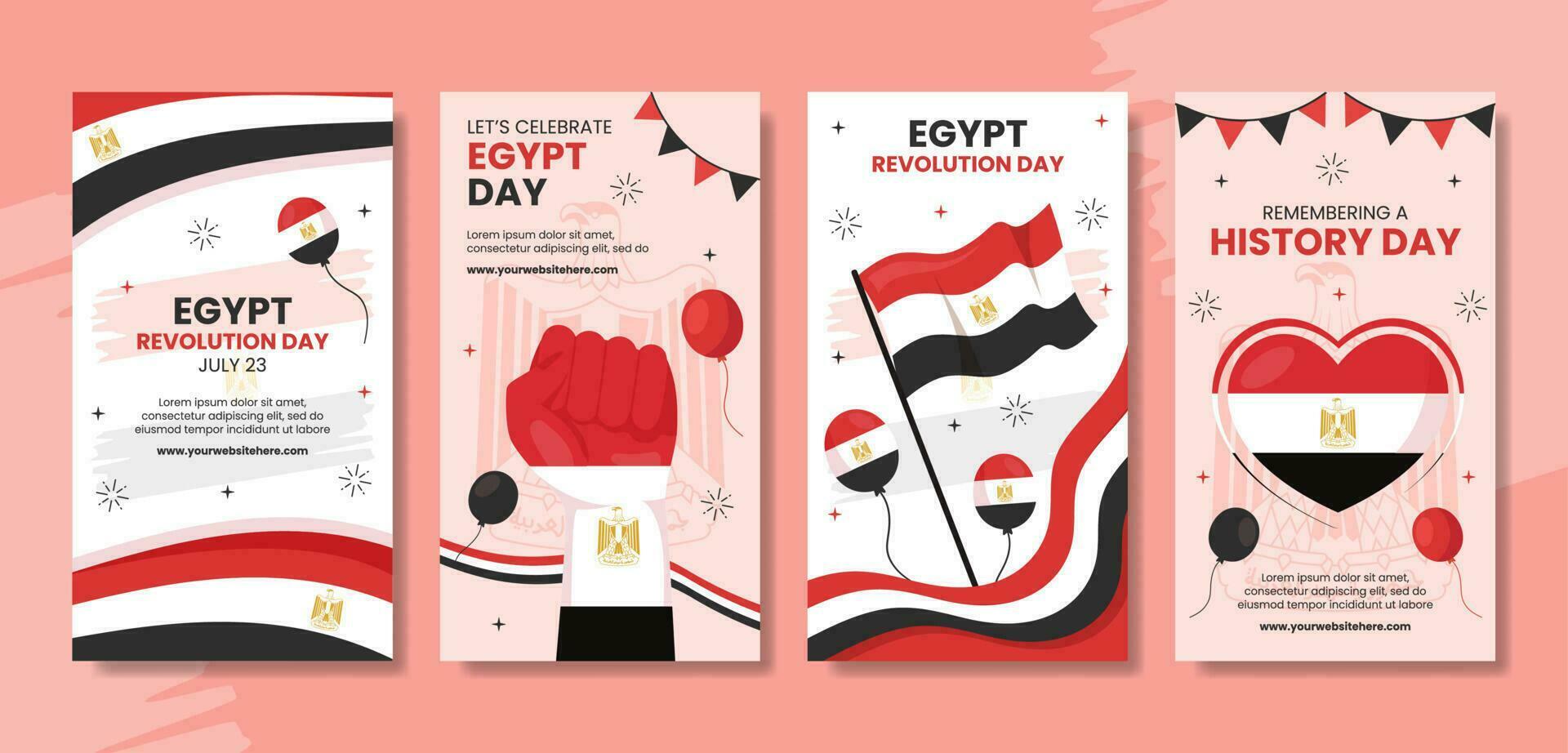 Egitto rivoluzione giorno sociale media inviare piatto cartone animato mano disegnato modelli sfondo illustrazione vettore