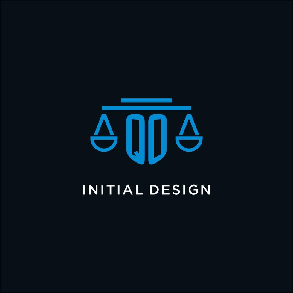 qo monogramma iniziale logo con bilancia di giustizia icona design ispirazione vettore