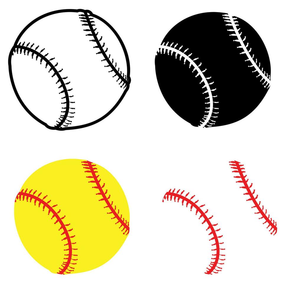 softball vettore icona impostare. baseball illustrazione cartello collezione. palla simbolo o logo.