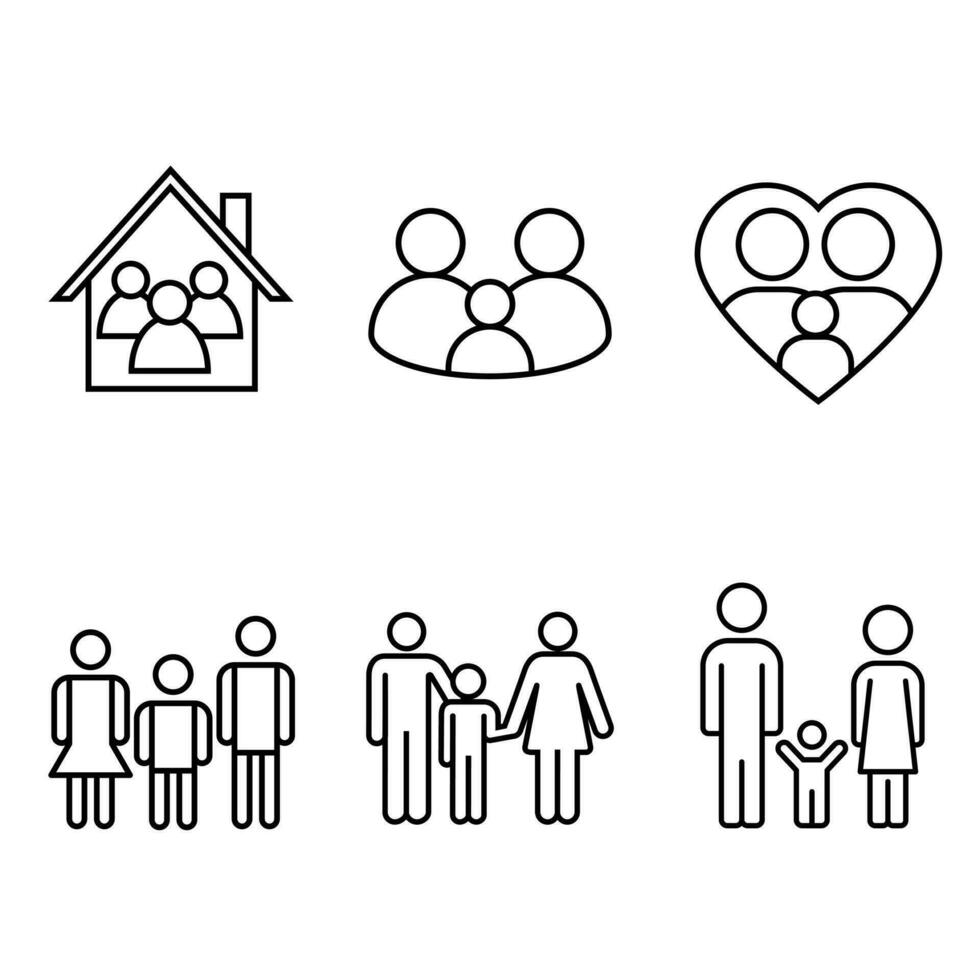 famiglia icona vettore impostare. relazione illustrazione cartello collezione. persone simbolo o logo.