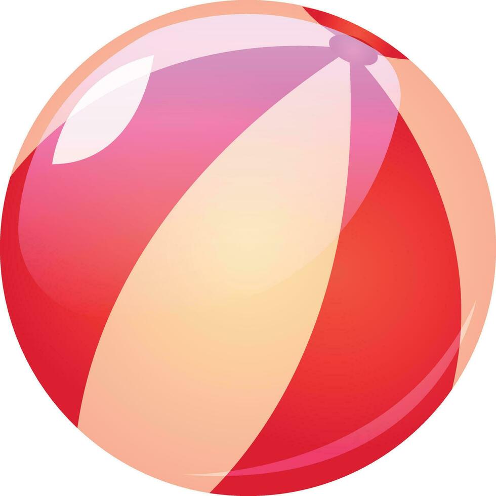 estate rosso e bianca spiaggia sfera, gonfiabile palla cartone animato vettore illustrazione isolato