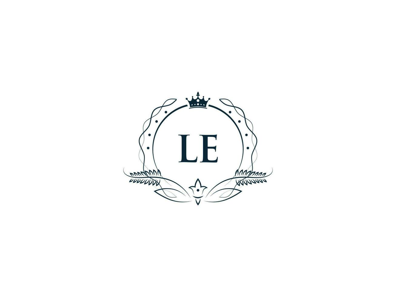 femminile Le lusso corona logo, minimalista Le EL logo lettera vettore arte