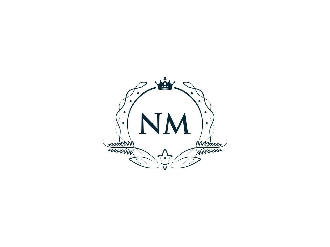 minimalista nm femminile logo iniziale, lusso corona nm mn attività commerciale logo design vettore