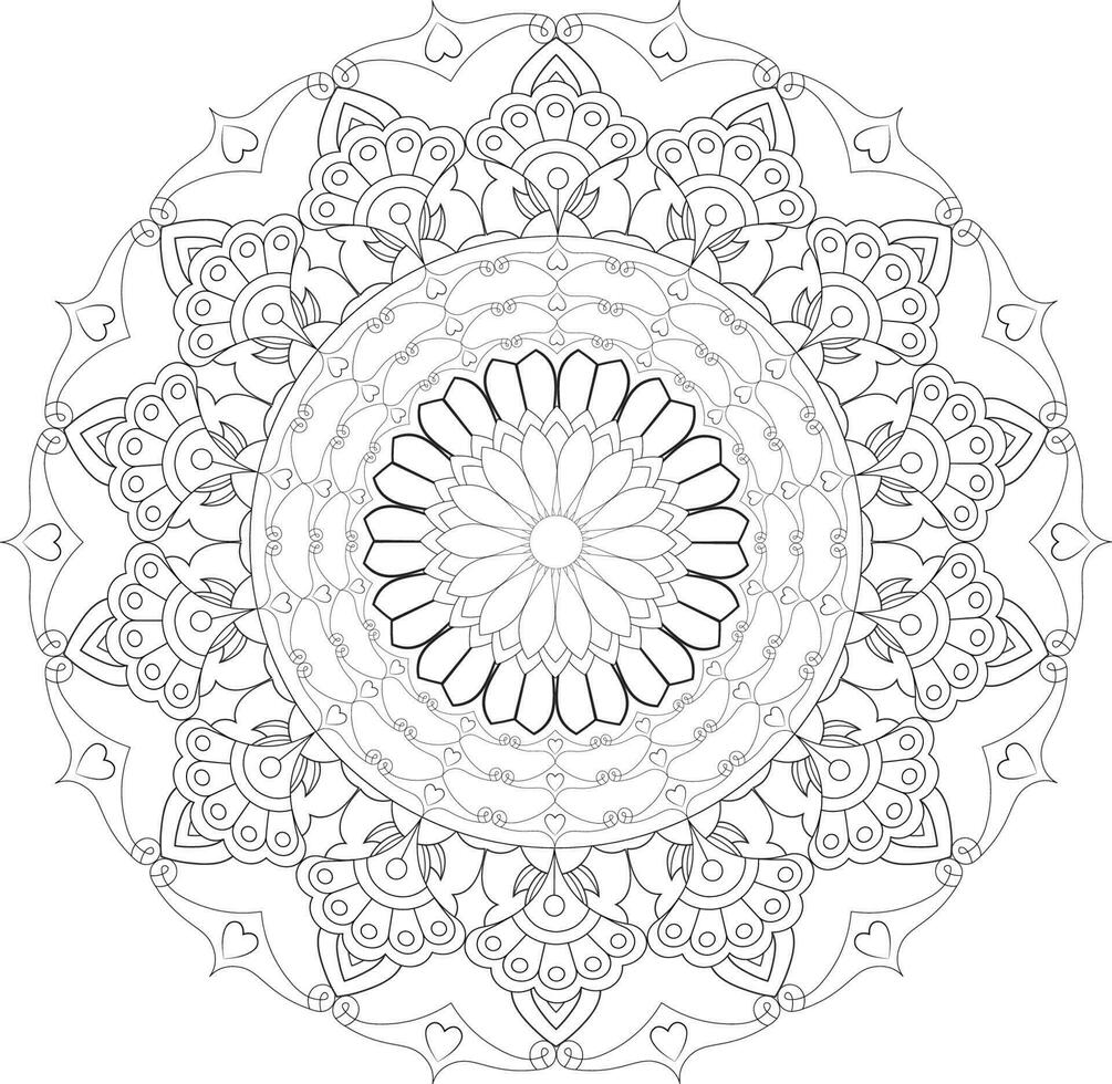 vettore disegno per colorazione libro. geometrico floreale modello. contorno disegno su un' bianca sfondo. mandala