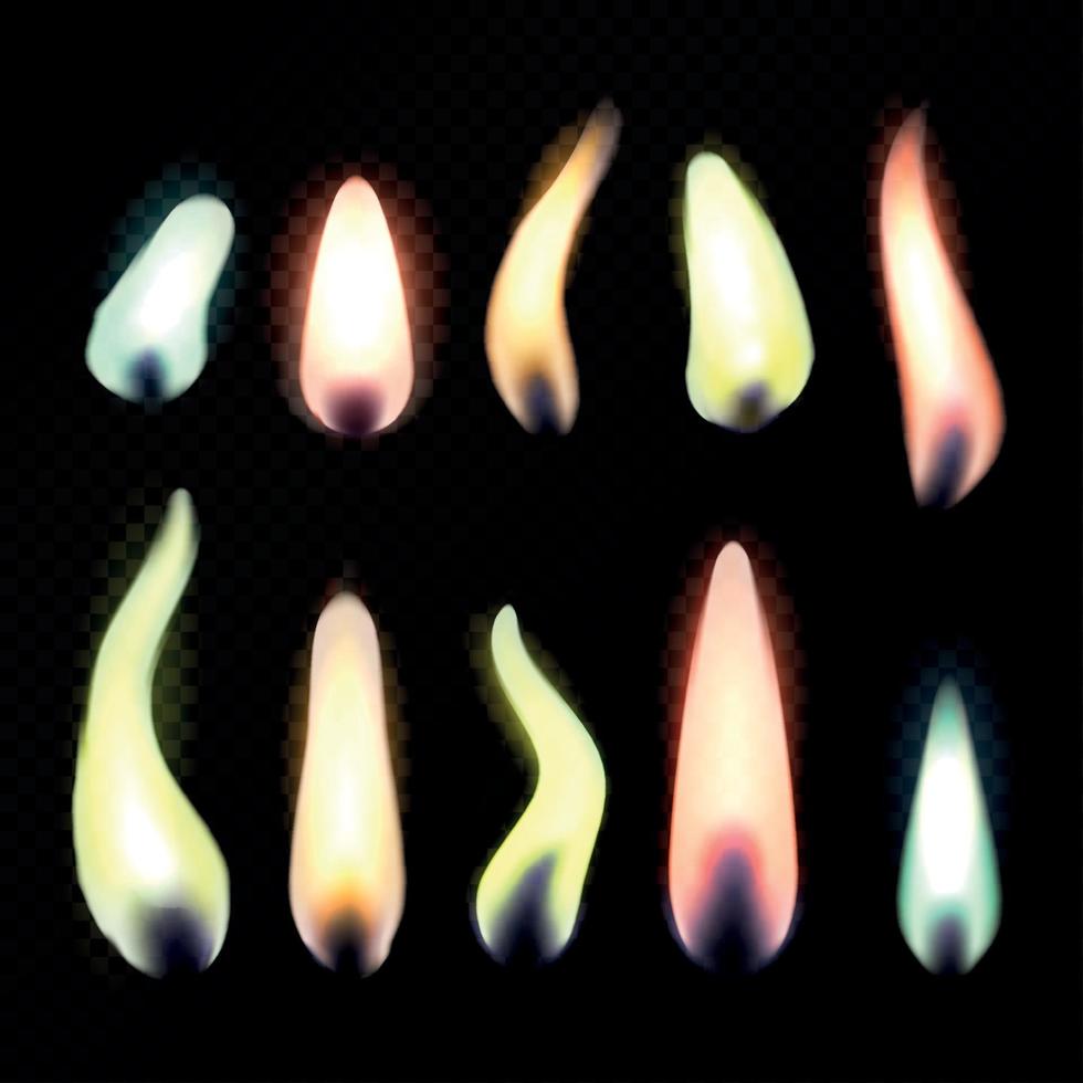 Illustrazione realistica di vettore dell'insieme delle fiamme della candela