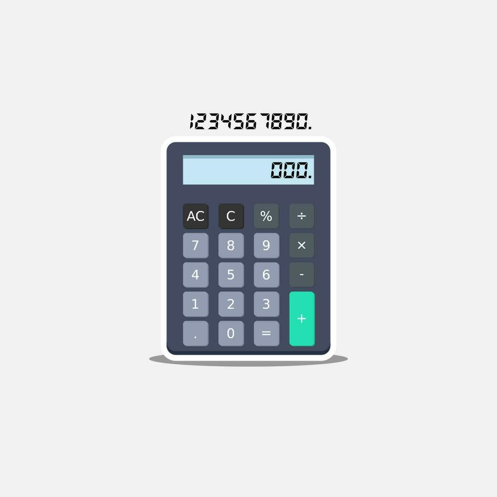calcolatrice e digitale numero bianca ictus e ombra icona vettore isolato. piatto stile vettore illustrazione.
