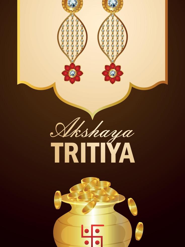 promozione della vendita di indain festival akshaya tritiya con vaso e orecchini d'oro vettore