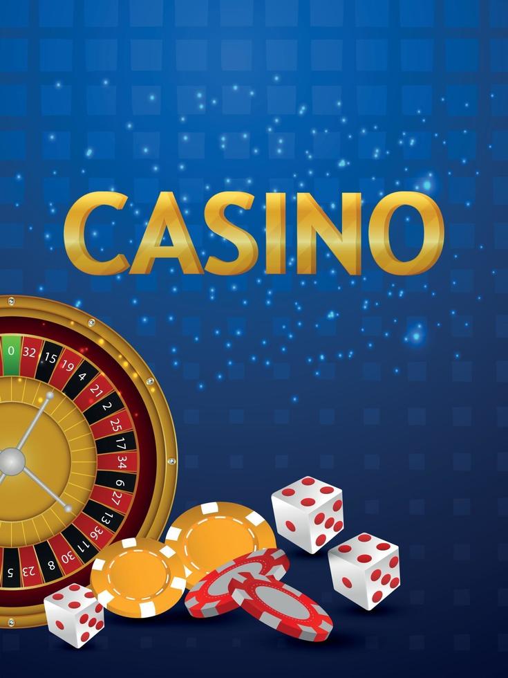 gioco d'azzardo da casinò con ruota della roulette realistica giocando a carte e dadi vettore