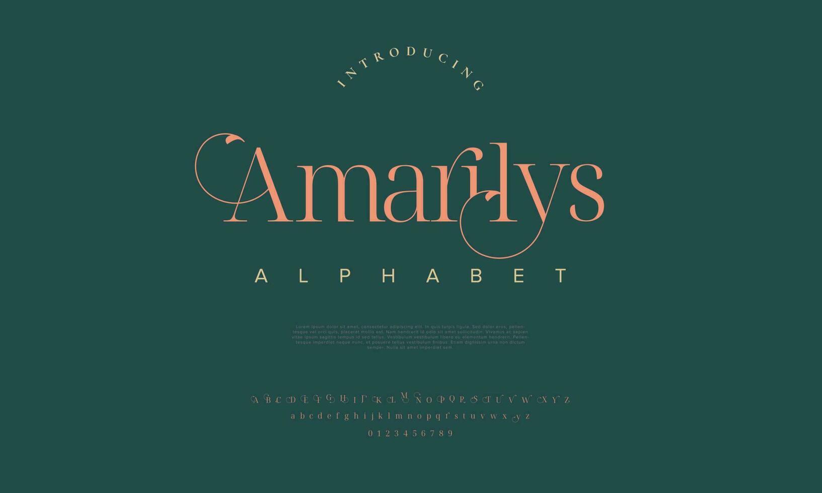 amarilis elegante alfabeto lettere font e numero. classico lettering minimo moda disegni. tipografia moderno serif font decorativo Vintage ▾ design concetto. vettore illustrazione