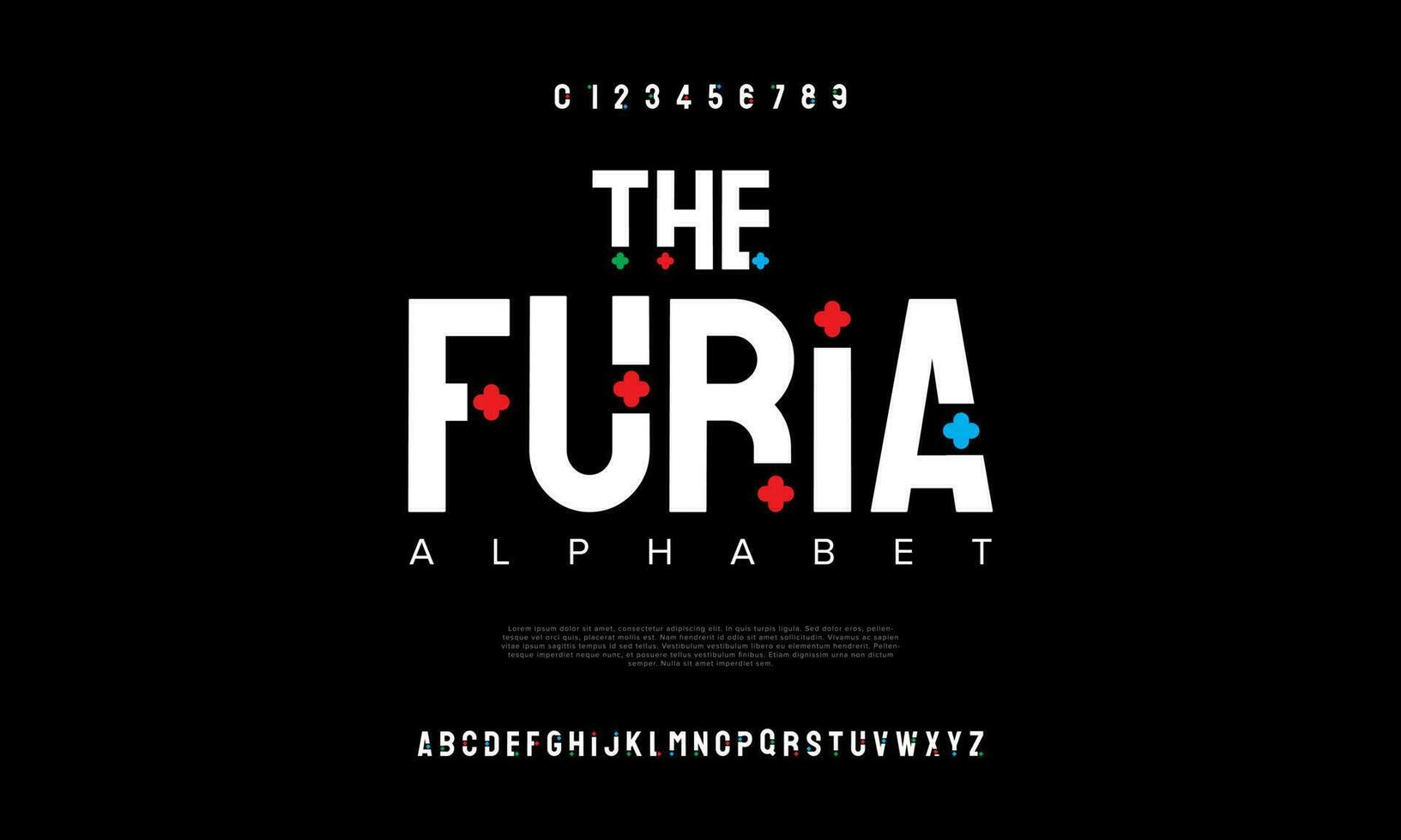 thefuria astratto digitale tecnologia logo font alfabeto. minimo moderno urbano font per logo, marca eccetera. tipografia carattere tipografico maiuscolo minuscolo e numero. vettore illustrazione