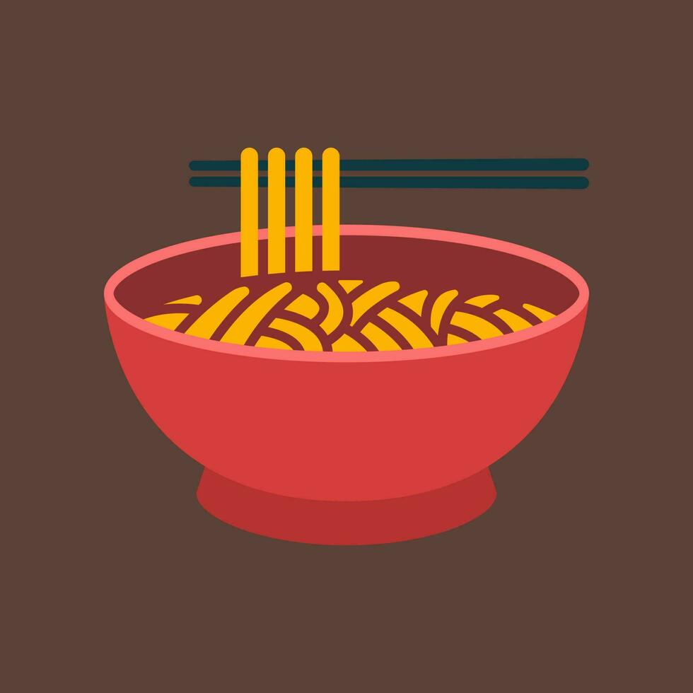 ramen spaghetto icona etichetta illustrazione vettore
