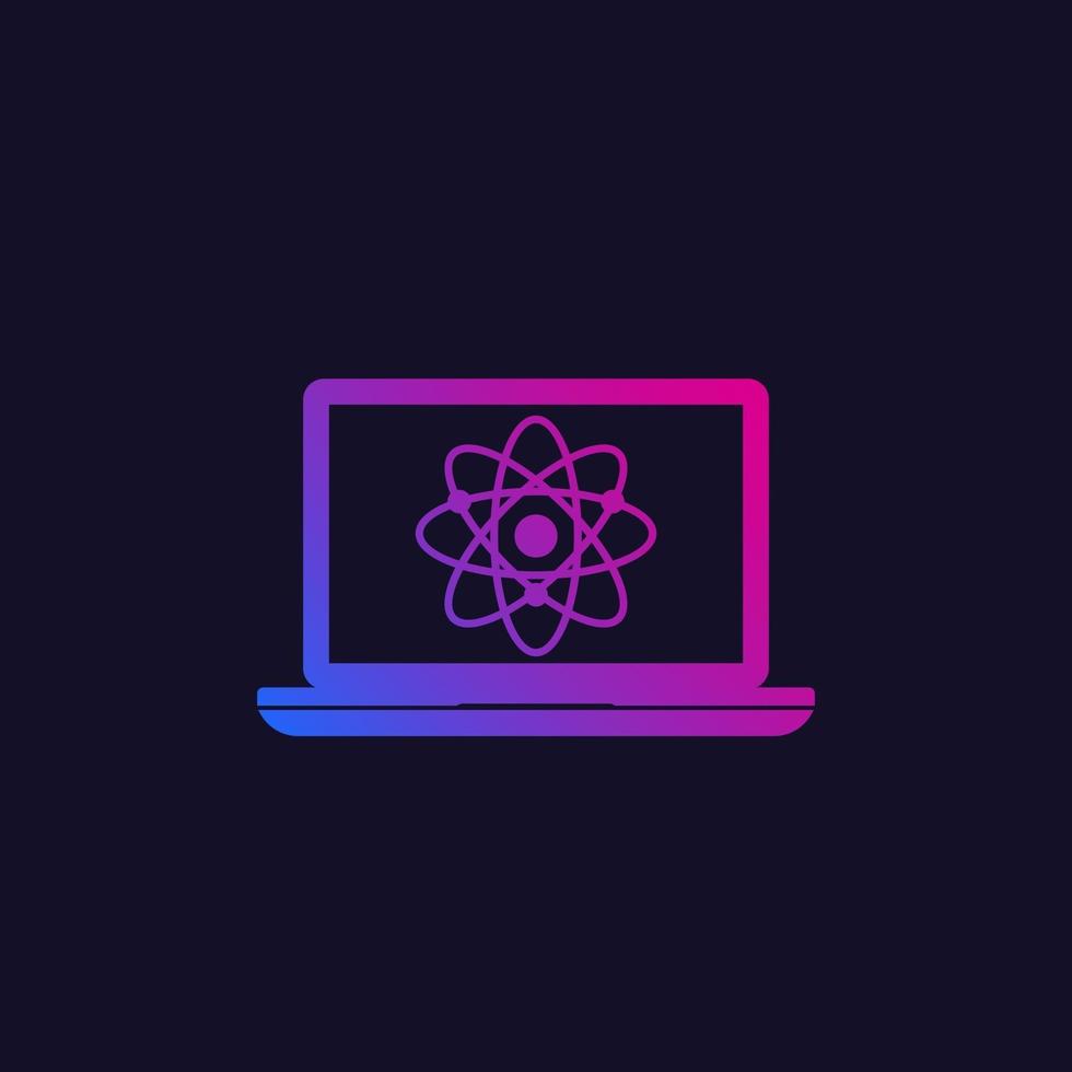 icona dell'atomo con il computer vettore