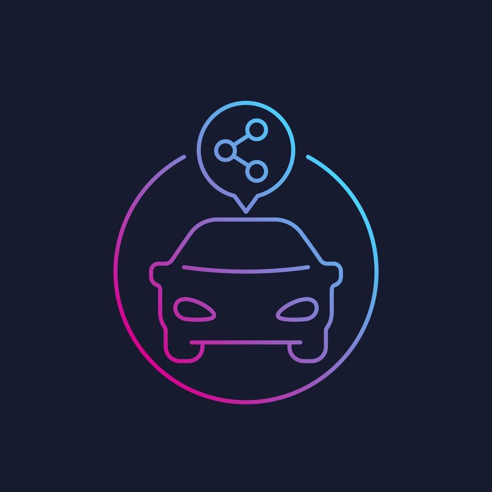 Icona di vettore lineare del servizio di car sharing
