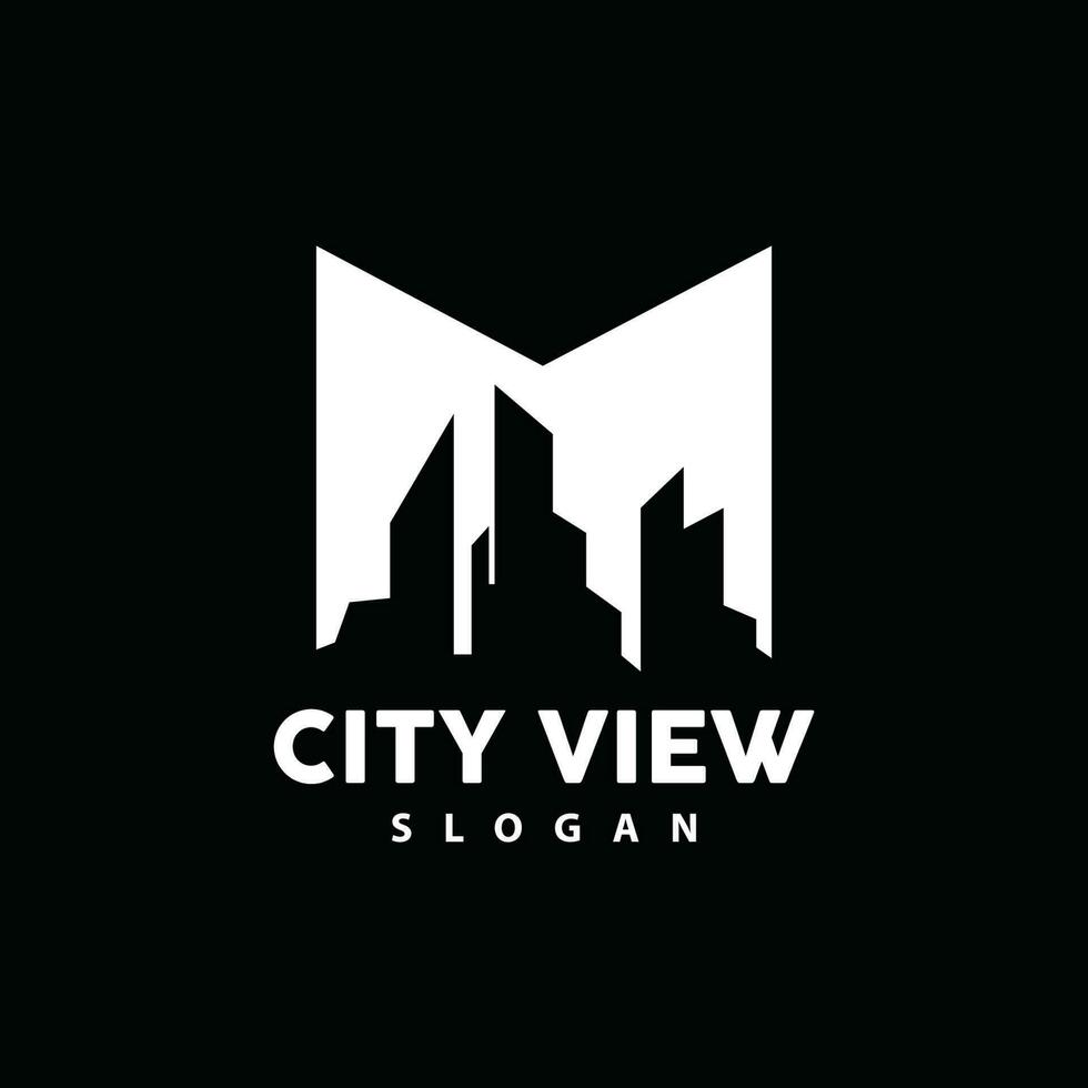 paesaggio urbano logo, metropoli orizzonte disegno, città edificio vettore, icona simbolo illustrazione vettore