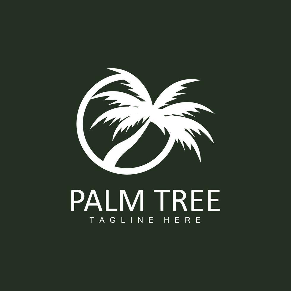 Noce di cocco albero logo, palma albero tramonto spiaggia vettore, elegante minimalista semplice disegno, simbolo modello icona vettore