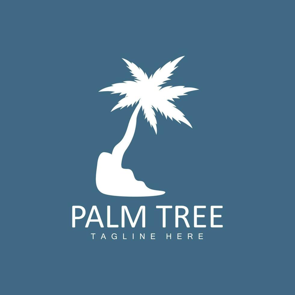 Noce di cocco albero logo, palma albero tramonto spiaggia vettore, elegante minimalista semplice disegno, simbolo modello icona vettore