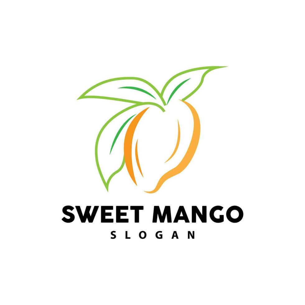 Mango logo, fresco frutta vettore, astratto linea stile disegno, icona modello illustrazione vettore