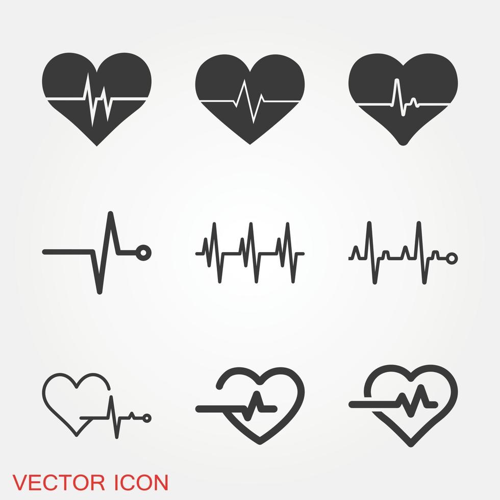 set di icone di battito cardiaco vettore
