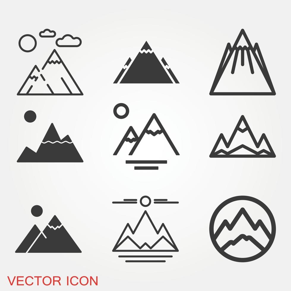 set di icone di montagna vettore
