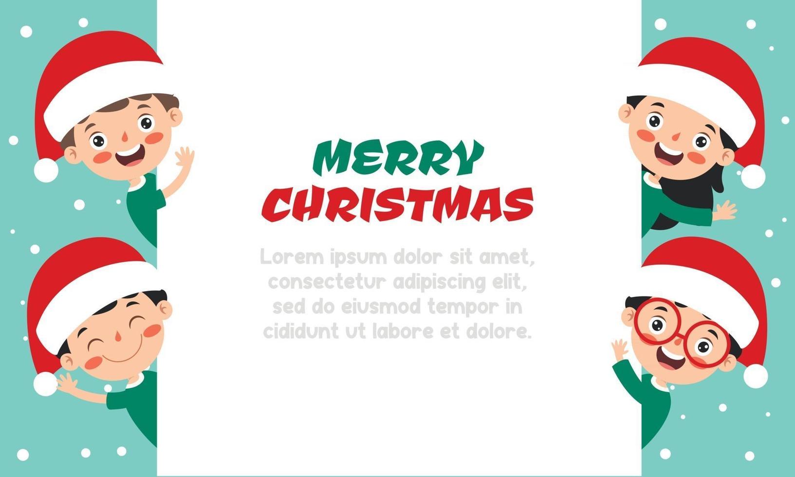 disegno di cartolina di Natale con personaggi divertenti vettore