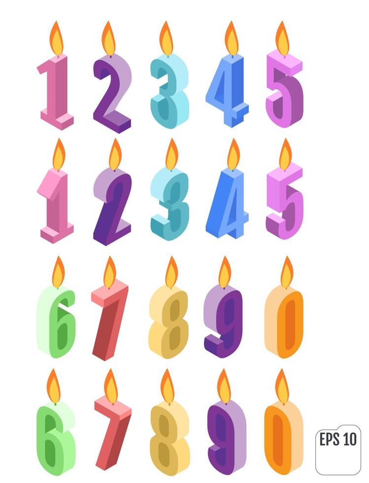 vettore di candele di compleanno isometrica
