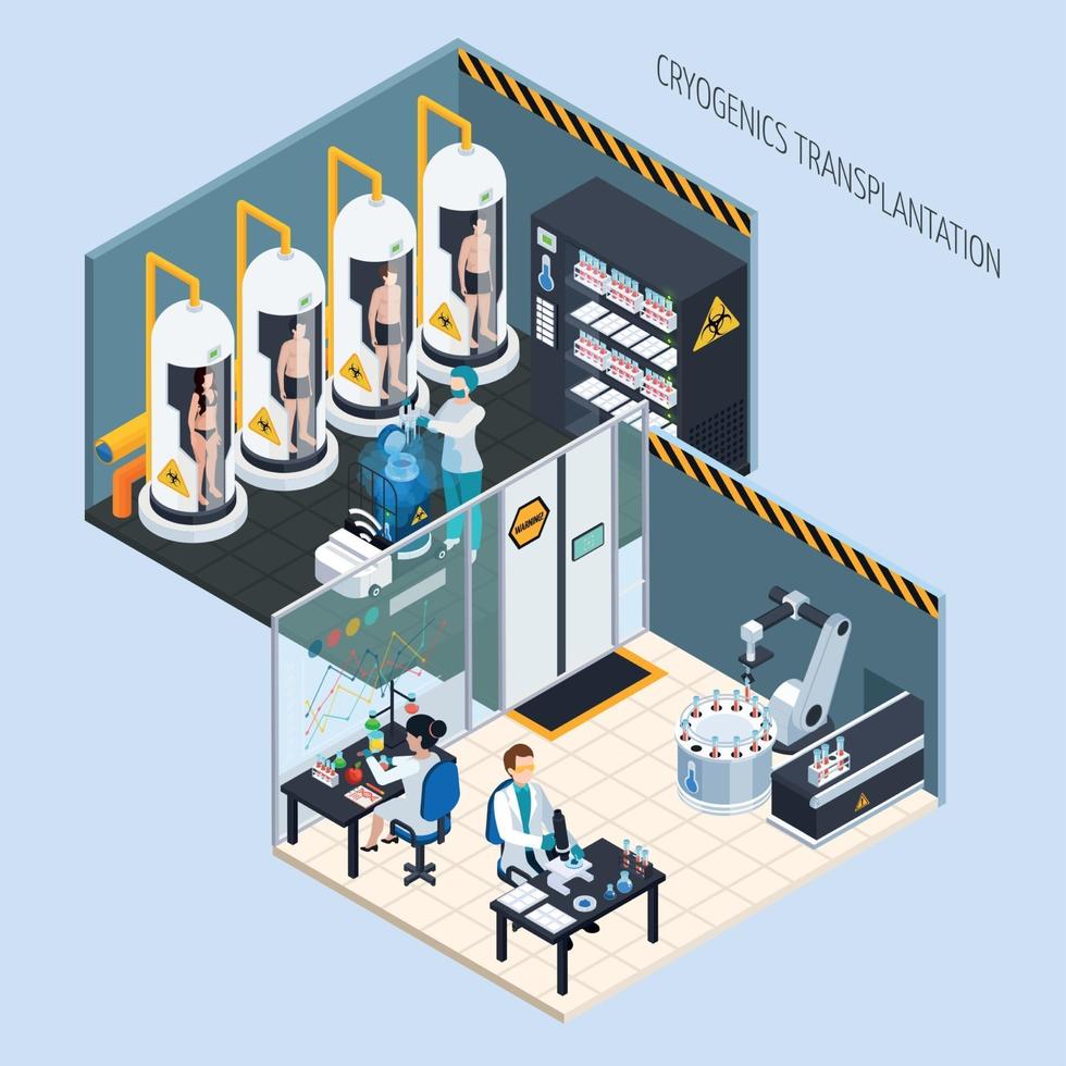 criogenia umana composizione isometrica illustrazione vettoriale