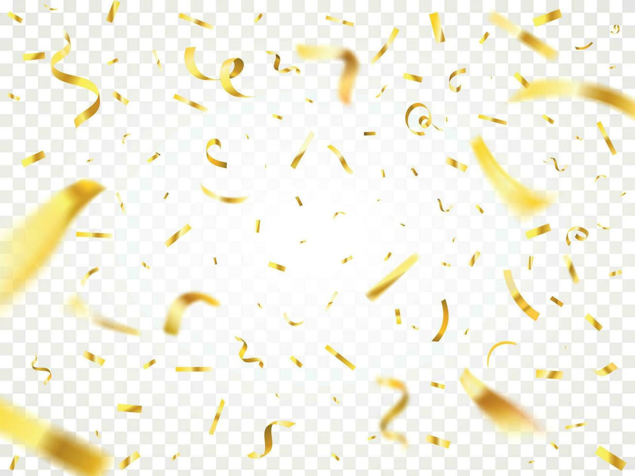 Natale d'oro coriandoli. oro festa decorazione volante e caduta minuscolo giallo Foglio carte. arredamento carta strisce vettore illustrazione