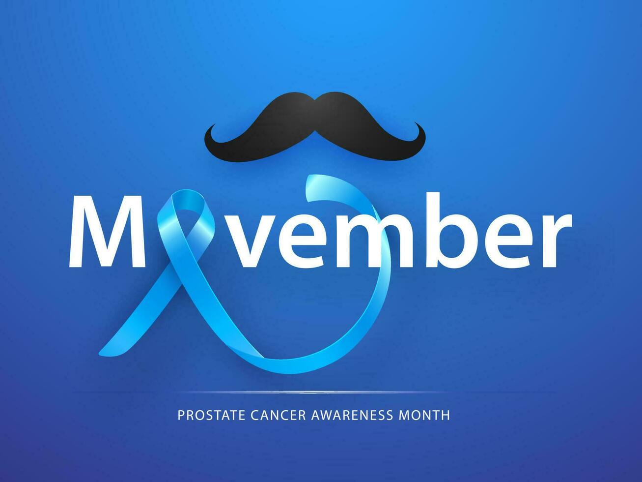 Movember testo con blu nastro e baffi illustrazione per prostata cancro consapevolezza mese concetto. vettore