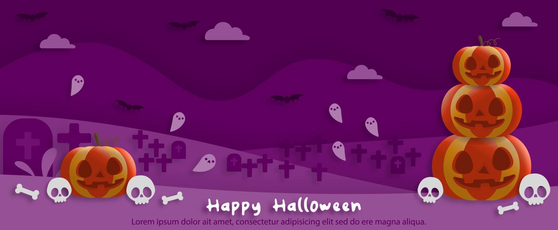 felice festa di halloween in stile art paper vettore