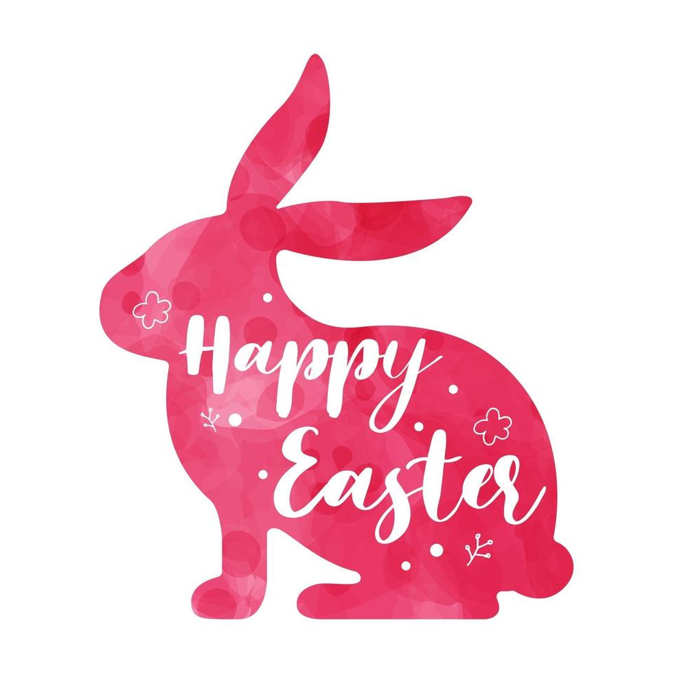 felice giorno di Pasqua in stile acquerello con coniglio e uova di Pasqua vettore