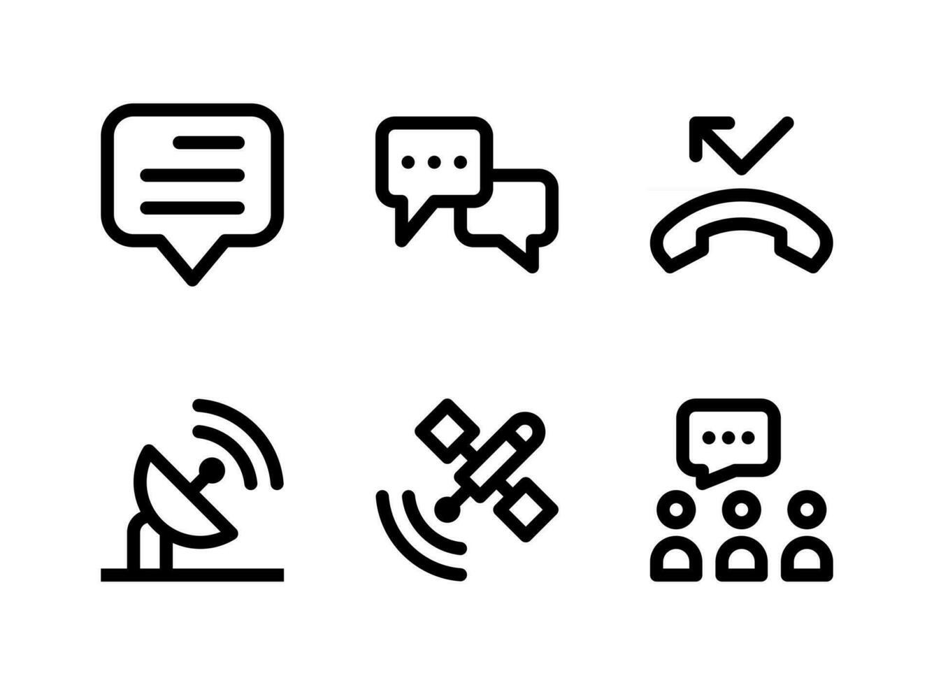 semplice set di icone di linea vettoriale relative alla comunicazione