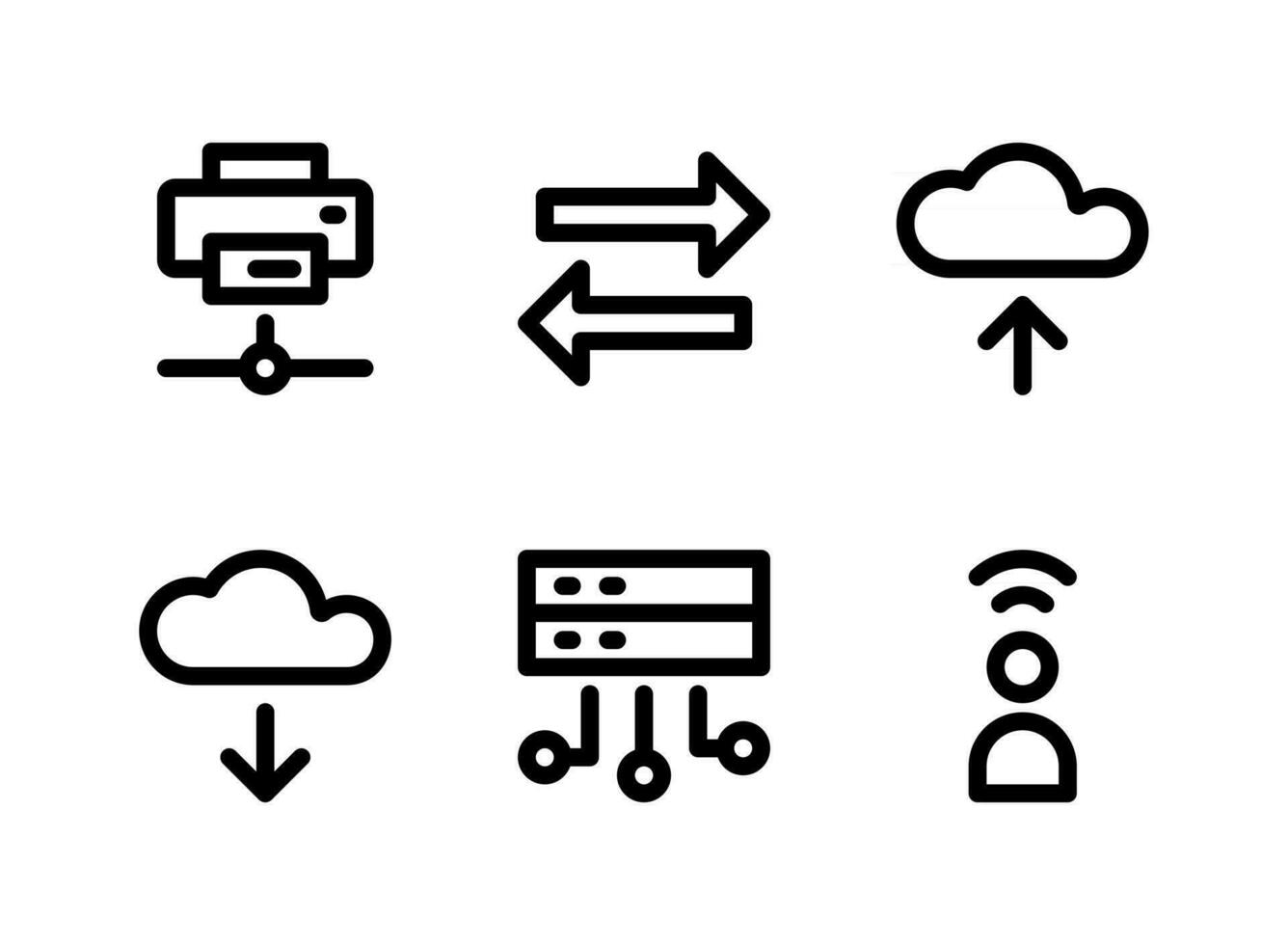 semplice set di icone di linea vettoriale relative alla rete