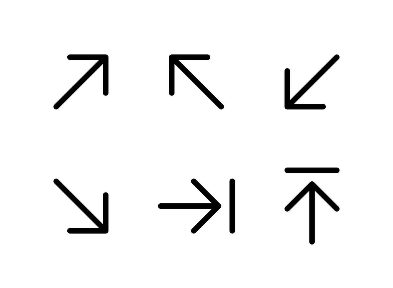 semplice set di frecce relative icone di linea del vettore